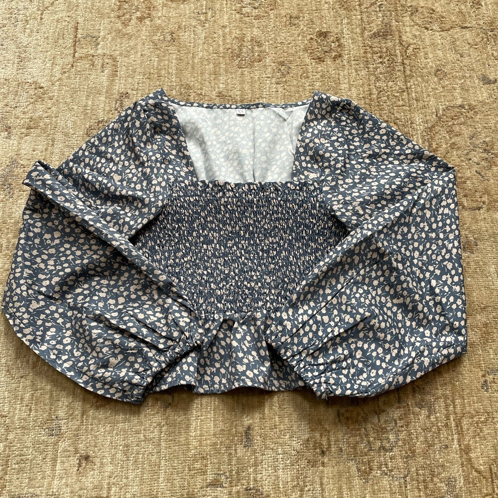Ruched Floral Top, Size XS